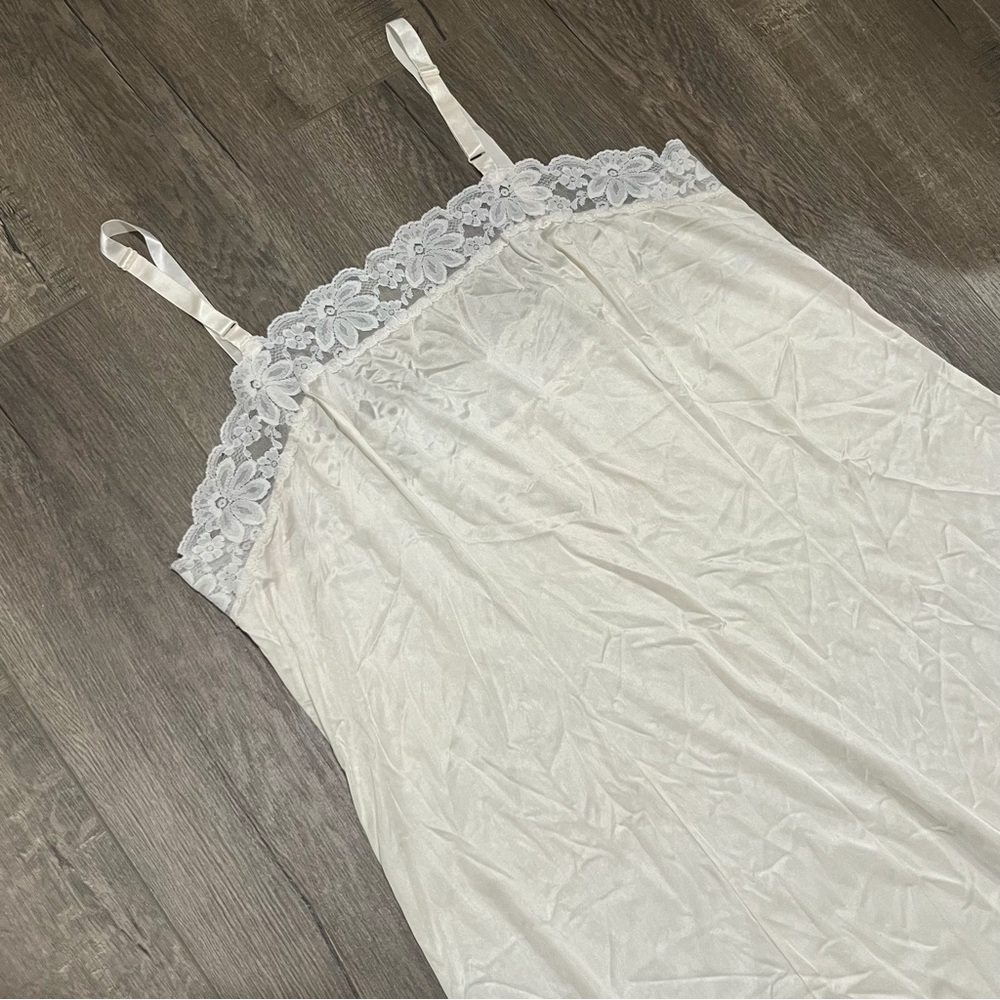 vintage white/cream sheer satin slip dress